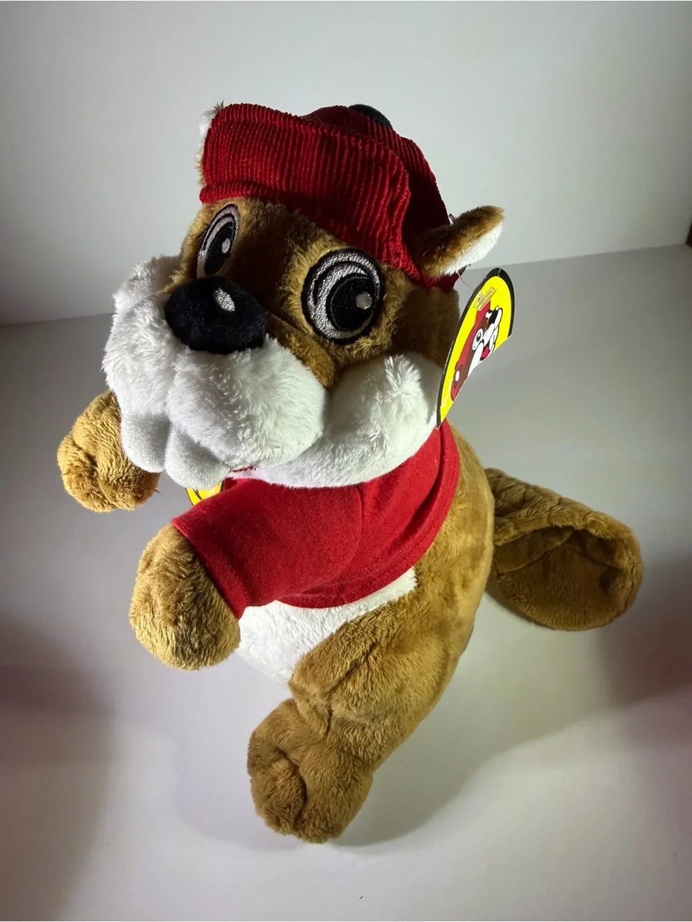 Adorable classic Buc-ee’s Beaver plush stuffed animal wearing his signature red